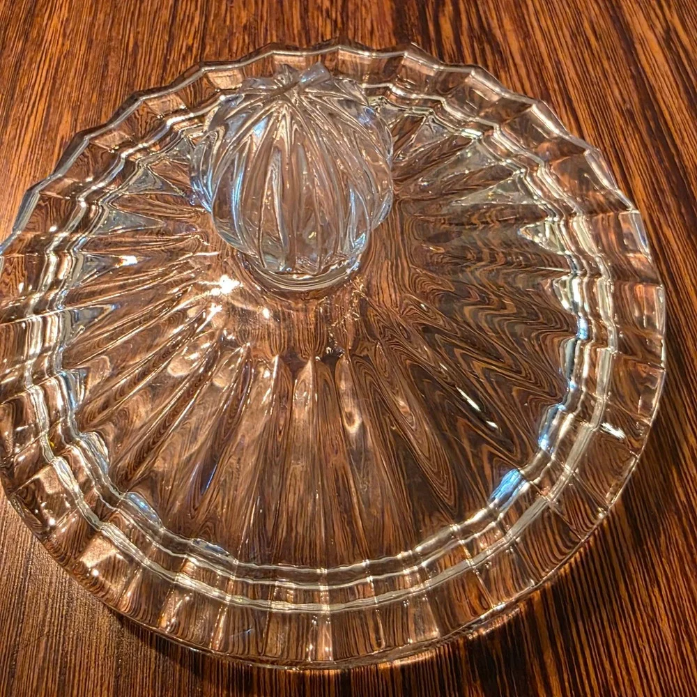 Vintage Cut Lead Crystal Biscuit Barrel Candy Jar Lid Clear Glass Fifth Ave